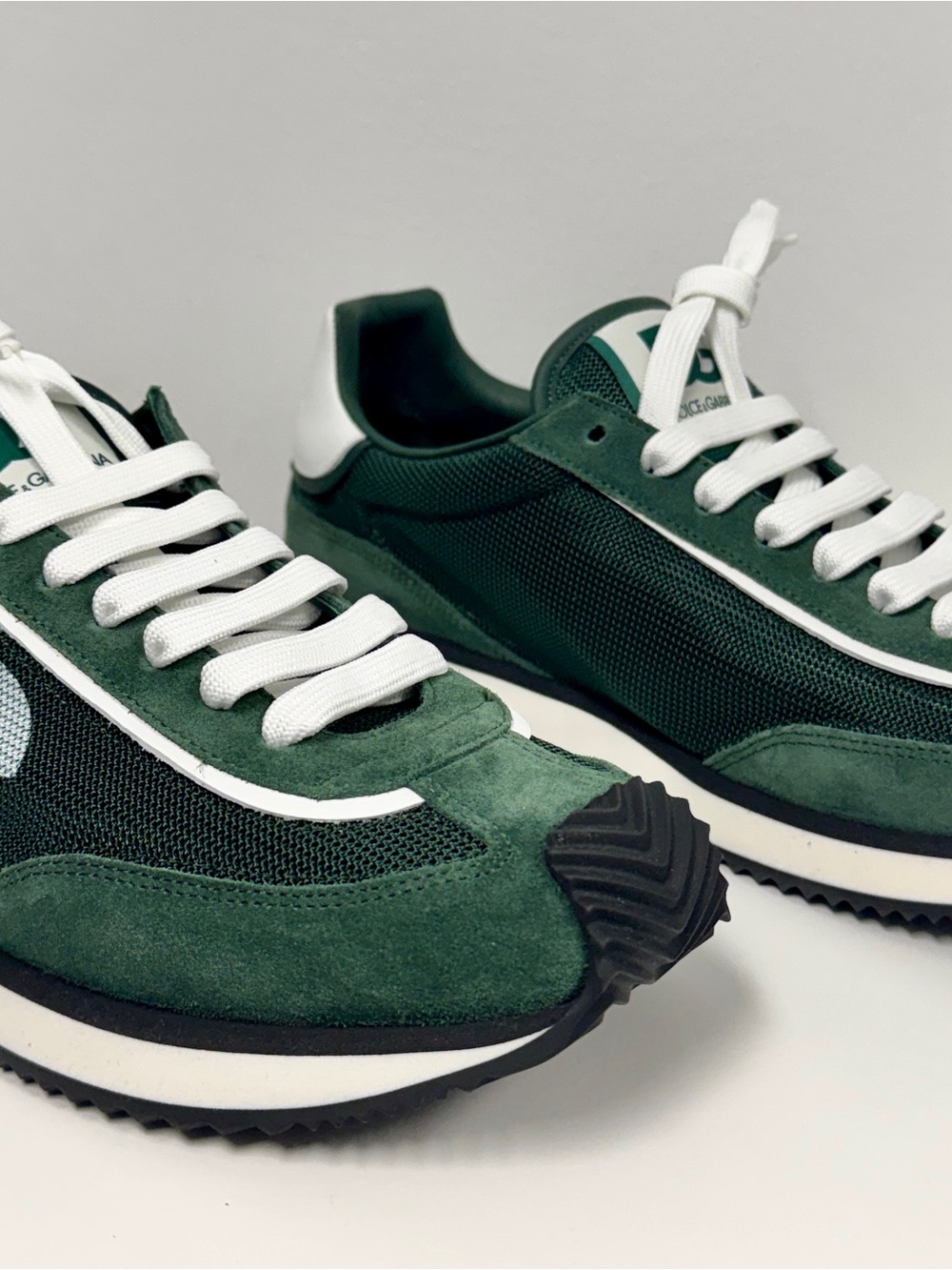 Dolce & Gabbana Men’s Dark Green Suede & White Trim Sneakers - Picture 2 of 7
